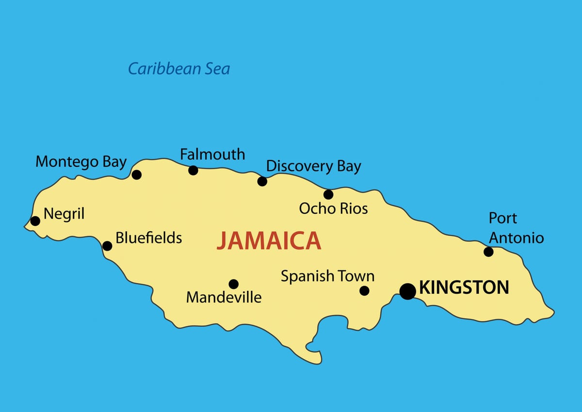 Mapa jamajka mestá