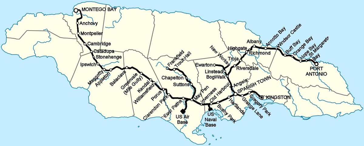 Mapa jamajka vlakovej stanice