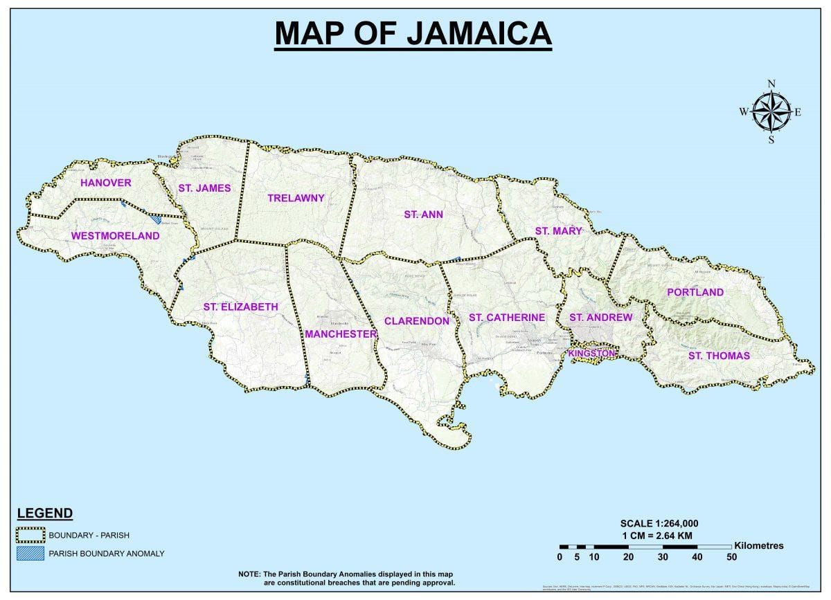 Mapa jamajka volebné obvody