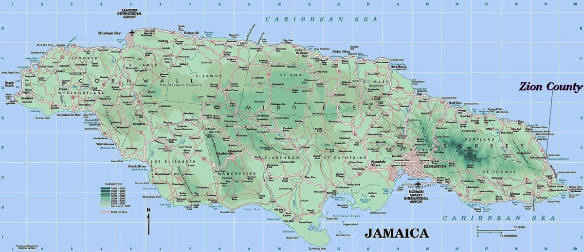 Mapa jamajka severné pobrežie