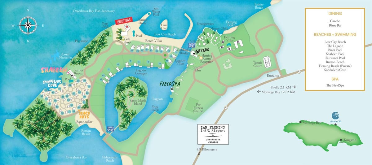 Mapa jamajka strediská