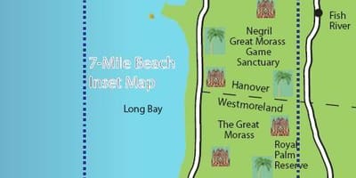 Mapa negril jamajka 7 mile beach