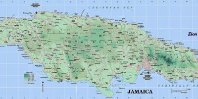 Fyzická mapa jamajka ukazuje horách