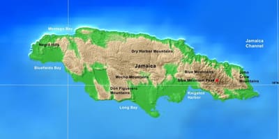 Mapa jamajka horách 