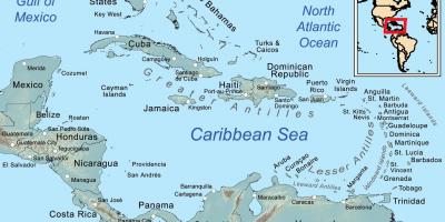 Mapa jamajka a okolité ostrovy