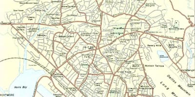 Mapa kingston jamaica štvrtí