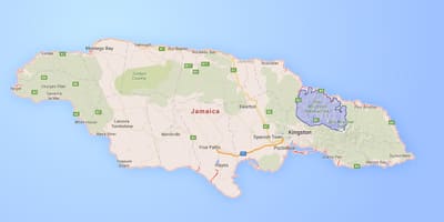 Mapa modré hory jamajka