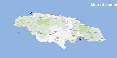 Mapa winnifred pláži jamajka